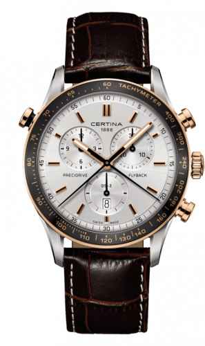 Certina DS 2 Chronograph Flyback Stainless Steel / Rose Gold PVD / Silver / Strap C024.618.26.031.00 Certina DS 2 Chronograph Flyback Stainless Steel / Rose Gold PVD / Silver / Strap C024.618.26.031.00