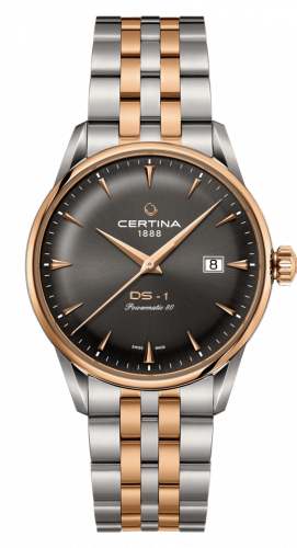 Certina DS-1 Powermatic 80 40 Stainless Steel / Rose Gold PVD / Grey / Bracelet C029.807.22.081.00 Certina DS-1 Powermatic 80 40 Stainless Steel / Rose Gold PVD / Grey / Bracelet C029.807.22.081.00