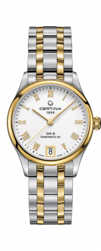 Certina DS-8 Powermatic 80 Lady Stainless Steel / Yellow Gold PVD / White / Bracelet C033.207.22.013.00 Certina DS-8 Powermatic 80 Lady Stainless Steel / Yellow Gold PVD / White / Bracelet C033.207.22.013.00
