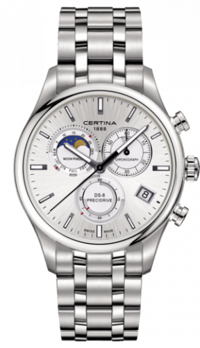 Certina DS-8 Chronograph Moon Phase Stainless Steel / Silver / Bracelet C033.450.11.031.00