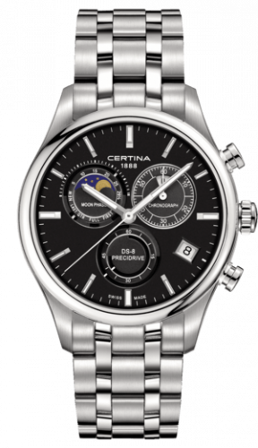 Certina DS-8 Chronograph Moon Phase Stainless Steel / Black / Bracelet C033.450.11.051.00 Certina DS-8 Chronograph Moon Phase Stainless Steel / Black / Bracelet C033.450.11.051.00