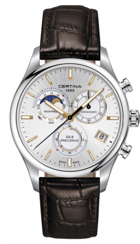 Certina DS-8 Chronograph Moon Phase Stainless Steel / Silver / Strap C033.450.16.031.00 Certina DS-8 Chronograph Moon Phase Stainless Steel / Silver / Strap C033.450.16.031.00