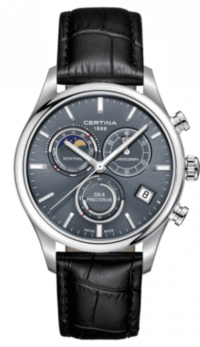 Certina DS-8 Chronograph Moon Phase Stainless Steel / Grey / Strap C033.450.16.351.00 Certina DS-8 Chronograph Moon Phase Stainless Steel / Grey / Strap C033.450.16.351.00