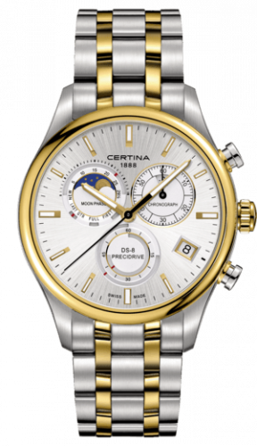 Certina DS-8 Chronograph Moon Phase Stainless Steel / Gold / Bracelet C033.450.22.031.00 Certina DS-8 Chronograph Moon Phase Stainless Steel / Gold / Bracelet C033.450.22.031.00