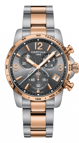 Certina DS Podium Chronograph 1/10 Sec Stainless Steel / Rose Gold PVD / Grey / Bracelet C034.417.22.087.00 Certina DS Podium Chronograph 1/10 Sec Stainless Steel / Rose Gold PVD / Grey / Bracelet C034.417.22.087.00