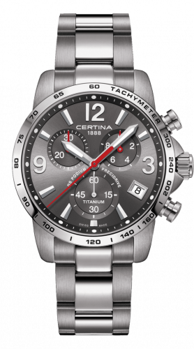 Certina DS Podium Chronograph 1/10 Sec Titanium / Grey / Bracelet C034.417.44.087.00 Certina DS Podium Chronograph 1/10 Sec Titanium / Grey / Bracelet C034.417.44.087.00
