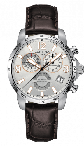 Certina DS Podium Chronograph GMT Stainless Steel / Silver / Strap C034.654.16.037.01 Certina DS Podium Chronograph GMT Stainless Steel / Silver / Strap C034.654.16.037.01