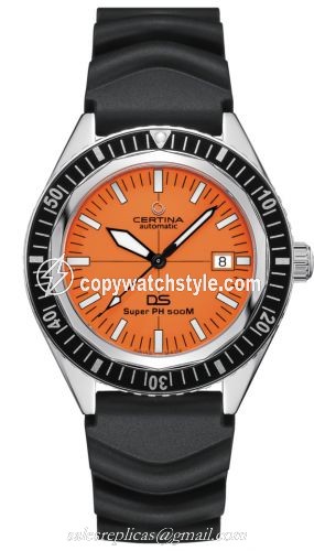 Certina DS Super PH500M Stainless Steel / Orange / Rubber C037.407.17.280.10 Certina DS Super PH500M Stainless Steel / Orange / Rubber C037.407.17.280.10