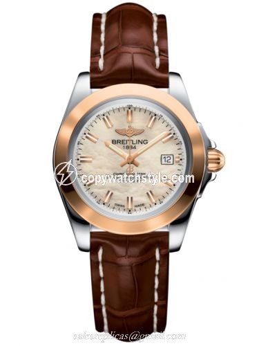 Breitling Galactic 32 Sleek Edition Stainless Steel / Rose Gold / Pearl / Croco C7133012/A802/778P/A14BA.1