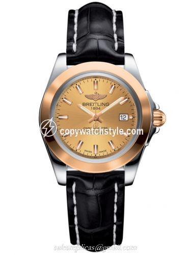 Breitling Galactic 32 Sleek Edition Stainless Steel / Rose Gold / Golden Sun / Croco C7133012/H549/777P/A14BA.1 Breitling Galactic 32 Sleek Edition Stainless Steel / Rose Gold / Golden Sun / Croco C7133012/H549/777P/A14BA.1