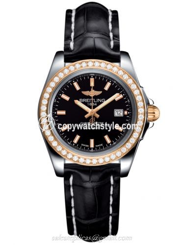 Breitling Galactic 32 Sleek Edition Stainless Steel / Rose Gold / Diamond / Trophy Black / Croco C7133053/BF65/777P/A14BA.1 Breitling Galactic 32 Sleek Edition Stainless Steel / Rose Gold / Diamond / Trophy Black / Croco C7133053/BF65/777P/A14BA.1