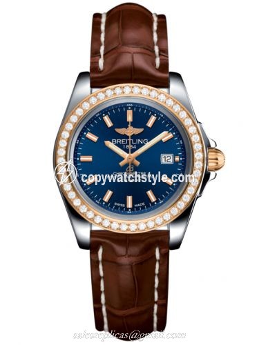Breitling Galactic 32 Sleek Edition Stainless Steel / Rose Gold / Diamond / Horizon Blue / Croco C7133053/C952/778P/A14BA.1 Breitling Galactic 32 Sleek Edition Stainless Steel / Rose Gold / Diamond / Horizon Blue / Croco C7133053/C952/778P/A14BA.1