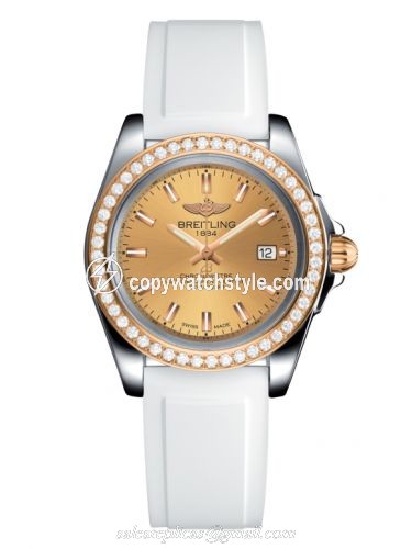 Breitling Galactic 32 Sleek Edition Stainless Steel / Rose Gold / Diamond / Golden Sun / Rubber C7133053/H549/164S/A14S.1 Breitling Galactic 32 Sleek Edition Stainless Steel / Rose Gold / Diamond / Golden Sun / Rubber C7133053/H549/164S/A14S.1