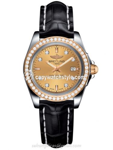 Breitling Galactic 32 Sleek Edition Stainless Steel / Rose Gold / Diamond / Golden Sun Diamond / Croco C7133053/H550/777P/A14BA.1 Breitling Galactic 32 Sleek Edition Stainless Steel / Rose Gold / Diamond / Golden Sun Diamond / Croco C7133053/H550/777P/A14BA.1