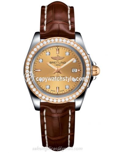 Breitling Galactic 32 Sleek Edition Stainless Steel / Rose Gold / Diamond / Golden Sun Diamond / Croco C7133053/H550/778P/A14BA.1 Breitling Galactic 32 Sleek Edition Stainless Steel / Rose Gold / Diamond / Golden Sun Diamond / Croco C7133053/H550/778P/A14BA.1