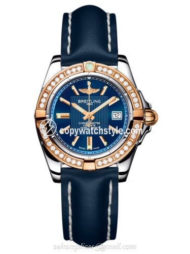 Breitling Galactic 32 Stainless Steel / Rose Gold / Diamond / Metallica Blue / Calf C71356LA.C813.116X