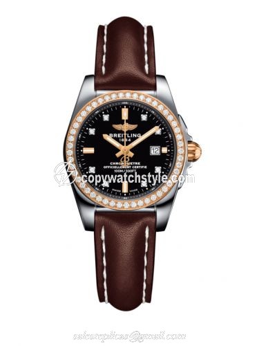 Breitling Galactic 29 Stainless Steel / Rose Gold / Diamond / Trophy Black Diamond / Calf C7234853/BE86/484X/A12BA.1