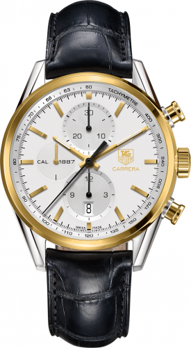 TAG Heuer Carrera Calibre 1887 41 Stainless Steel / Yellow Gold / Silver / Alligator CAR2150.FC6266 TAG Heuer Carrera Calibre 1887 41 Stainless Steel / Yellow Gold / Silver / Alligator CAR2150.FC6266