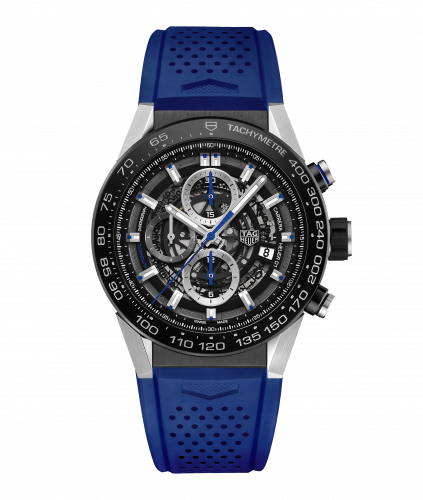 TAG Heuer Carrera Calibre Heuer 01 45 Stainless Steel / Skeleton / Rubber / Blue Touch CAR2A1T.FT6052 TAG Heuer Carrera Calibre Heuer 01 45 Stainless Steel / Skeleton / Rubber / Blue Touch CAR2A1T.FT6052