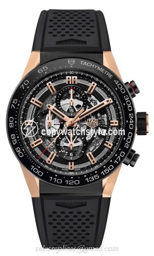 TAG Heuer Carrera Calibre Heuer 01 45 Rose Gold / Ceramic / Skeleton / Rubber CAR2A5A.FT6044 TAG Heuer Carrera Calibre Heuer 01 45 Rose Gold / Ceramic / Skeleton / Rubber CAR2A5A.FT6044