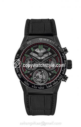 TAG Heuer Carrera Calibre Heuer 02T 45 Chronograph Tourbillon Titanium / Ceramic / Alligator / Mexico CAR5A8V.FC6377 TAG Heuer Carrera Calibre Heuer 02T 45 Chronograph Tourbillon Titanium / Ceramic / Alligator / Mexico CAR5A8V.FC6377