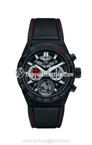 TAG Heuer Carrera Calibre Heuer 02T 45 Chronograph Tourbillon Ceramic / Calf / Ayrton Senna CAR5A91.FT6162 TAG Heuer Carrera Calibre Heuer 02T 45 Chronograph Tourbillon Ceramic / Calf / Ayrton Senna CAR5A91.FT6162