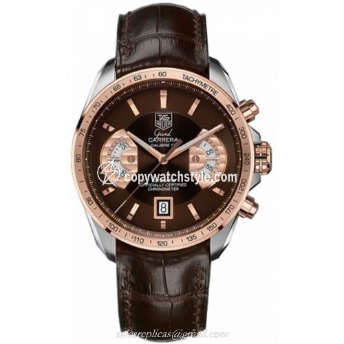 TAG Heuer Grand Carrera Calibre 17 RS 43 Stainless Steel / Red Gold / Brown / Alligator CAV515C.FC6231 TAG Heuer Grand Carrera Calibre 17 RS 43 Stainless Steel / Red Gold / Brown / Alligator CAV515C.FC6231