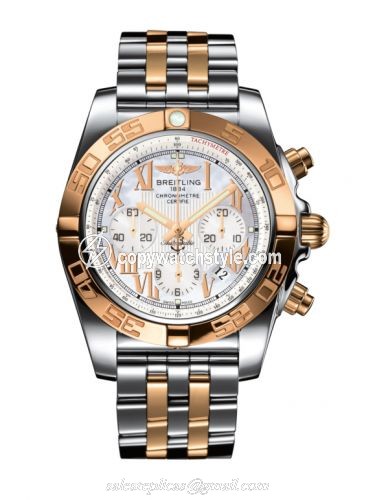 Breitling Chronomat 44 Stainless Steel / Rose Gold / Pearl Roman / Bracelet CB011012.A693.375C Breitling Chronomat 44 Stainless Steel / Rose Gold / Pearl Roman / Bracelet CB011012.A693.375C