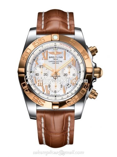 Breitling Chronomat 44 Stainless Steel / Rose Gold / Pearl Roman / Croco CB011012.A693.737P Breitling Chronomat 44 Stainless Steel / Rose Gold / Pearl Roman / Croco CB011012.A693.737P