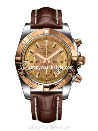 Breitling Chronomat 44 Stainless Steel / Rose Gold / Golden Sun / Croco / Pin CB011012/H548/739P/A20BA.1 Breitling Chronomat 44 Stainless Steel / Rose Gold / Golden Sun / Croco / Pin CB011012/H548/739P/A20BA.1