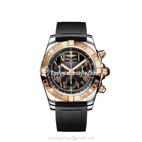 Breitling Chronomat 44 Stainless Steel / Rose Gold / Onyx Black Roman / Rubber CB011012.B957.131S