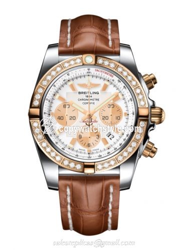 Breitling Chronomat 44 Stainless Steel / Rose Gold / Diamond / Antarctica White / Croco CB011053.A696.737P Breitling Chronomat 44 Stainless Steel / Rose Gold / Diamond / Antarctica White / Croco CB011053.A696.737P