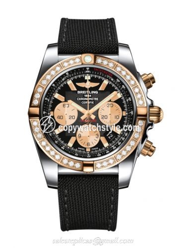 Breitling Chronomat 44 Stainless Steel / Rose Gold / Diamond / Onyx Black / Military CB011053.B968.103W