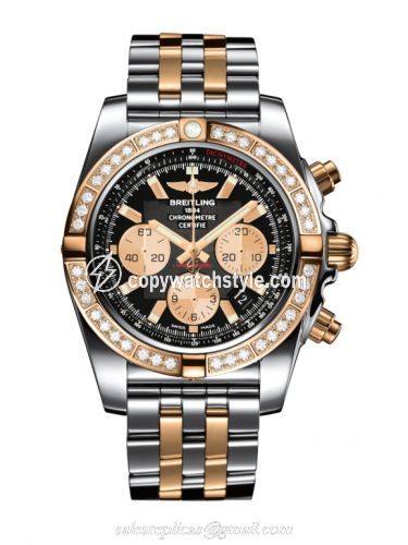 Breitling Chronomat 44 Stainless Steel / Rose Gold / Diamond / Onyx Black / Bracelet CB011053.B968.375C