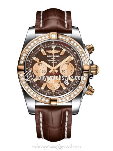 Breitling Chronomat 44 Stainless Steel / Rose Gold / Diamond / Metallica Brown / Croco CB011053.Q576.739P
