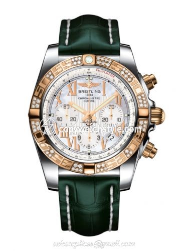 Breitling Chronomat 44 Stainless Steel / Rose Gold / Diamond / Pearl Roman / Croco CB0110AA.A693.748P