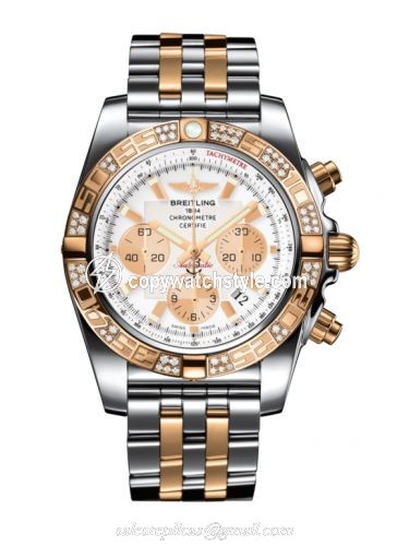 Breitling Chronomat 44 Stainless Steel / Rose Gold / Diamond / Antarctica White / Bracelet CB0110AA.A696.375C Breitling Chronomat 44 Stainless Steel / Rose Gold / Diamond / Antarctica White / Bracelet CB0110AA.A696.375C