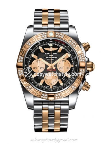 Breitling Chronomat 44 Stainless Steel / Rose Gold / Diamond / Onyx Black / Bracelet CB0110AA.B968.375C