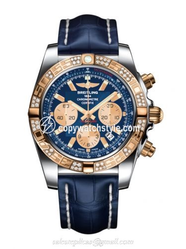 Breitling Chronomat 44 Stainless Steel / Rose Gold / Diamond / Metallica Blue / Croco CB0110AA.C790.731