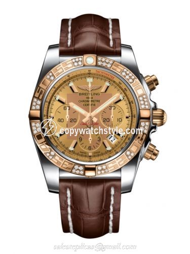 Breitling Chronomat 44 Stainless Steel / Rose Gold / Golden Sun Diamond / Croco CB0110AA.H548.739P Breitling Chronomat 44 Stainless Steel / Rose Gold / Golden Sun Diamond / Croco CB0110AA.H548.739P
