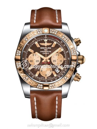 Breitling Chronomat 44 Stainless Steel / Rose Gold / Diamond / Metallica Brown / Calf CB0110AA.Q576.433X Breitling Chronomat 44 Stainless Steel / Rose Gold / Diamond / Metallica Brown / Calf CB0110AA.Q576.433X