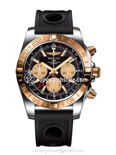Breitling Chronomat 44 GMT Stainless Steel / Rose Gold / Onyx Black / Rubber CB042012.BB86.200S Breitling Chronomat 44 GMT Stainless Steel / Rose Gold / Onyx Black / Rubber CB042012.BB86.200S