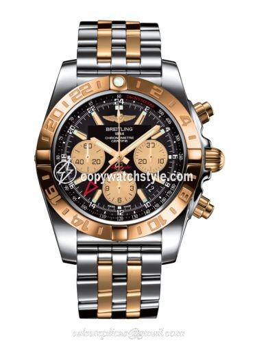 Breitling Chronomat 44 GMT Stainless Steel / Rose Gold / Onyx Black / Bracelet CB042012.BB86.375C