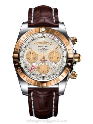 Breitling Chronomat 44 GMT Stainless Steel / Rose Gold / Sierra Silver / Croco CB042012.G755.739P Breitling Chronomat 44 GMT Stainless Steel / Rose Gold / Sierra Silver / Croco CB042012.G755.739P