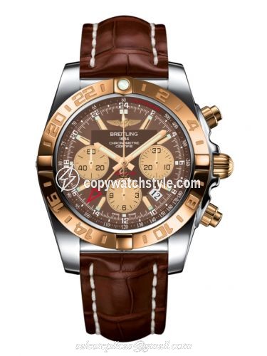 Breitling Chronomat 44 GMT Stainless Steel / Rose Gold / Metallica Brown / Croco CB042012.Q590.737P