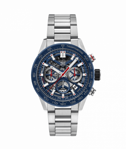 TAG Heuer Carrera Calibre Heuer 02 43 Stainless Steel / Blue Ceramic / Skeleton / Bracelet CBG2011.BA0662 TAG Heuer Carrera Calibre Heuer 02 43 Stainless Steel / Blue Ceramic / Skeleton / Bracelet CBG2011.BA0662