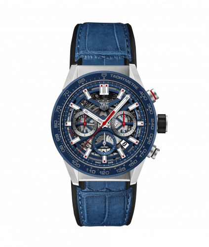 TAG Heuer Carrera Calibre Heuer 02 43 Stainless Steel / Blue Ceramic / Skeleton / Alligator CBG2011.FC6430 TAG Heuer Carrera Calibre Heuer 02 43 Stainless Steel / Blue Ceramic / Skeleton / Alligator CBG2011.FC6430