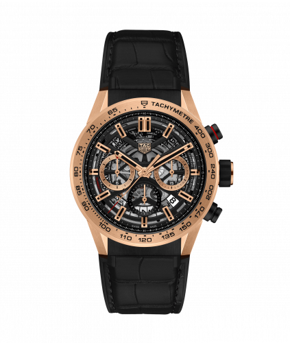 TAG Heuer Carrera Calibre Heuer 02 43 Rose Gold / Skeleton / Alligator CBG2051.FC6426 TAG Heuer Carrera Calibre Heuer 02 43 Rose Gold / Skeleton / Alligator CBG2051.FC6426
