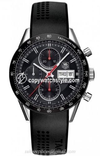 TAG Heuer Carrera Calibre 16 Day Date 41 Stainless Steel / Black / Rubber CV201AH.FT6014 TAG Heuer Carrera Calibre 16 Day Date 41 Stainless Steel / Black / Rubber CV201AH.FT6014