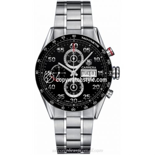 TAG Heuer Carrera Calibre 16 Day Date 43 Stainless Steel / Black / Bracelet CV2A10.BA0796 TAG Heuer Carrera Calibre 16 Day Date 43 Stainless Steel / Black / Bracelet CV2A10.BA0796